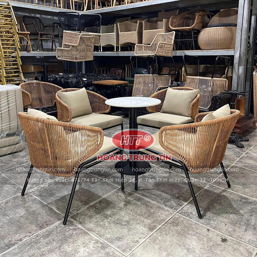 Bộ Bàn Ghế Đan Nhựa Giả Mây HTT 02