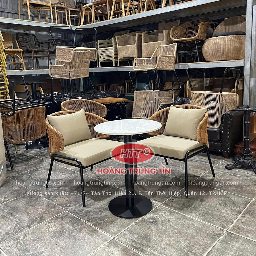 Bộ Bàn Ghế Đan Nhựa Giả Mây HTT 02