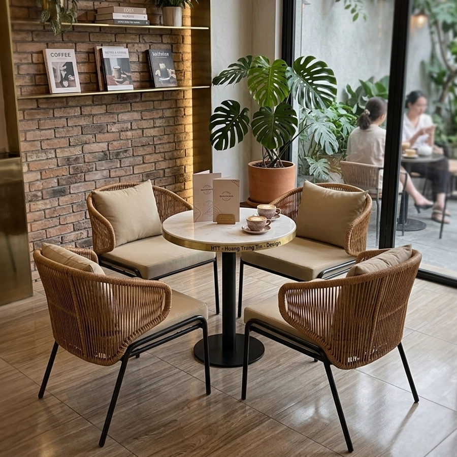 Bộ Bàn Ghế Đan Nhựa Giả Mây HTT 02