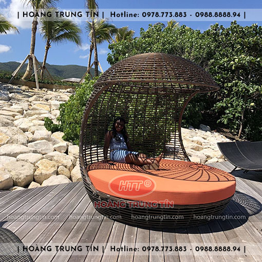 Ghế trang trí mái vòm đan nhựa giả mây HTT007