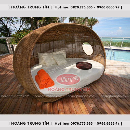 Ghế trang trí mái vòm đan nhựa giả mây HTT008