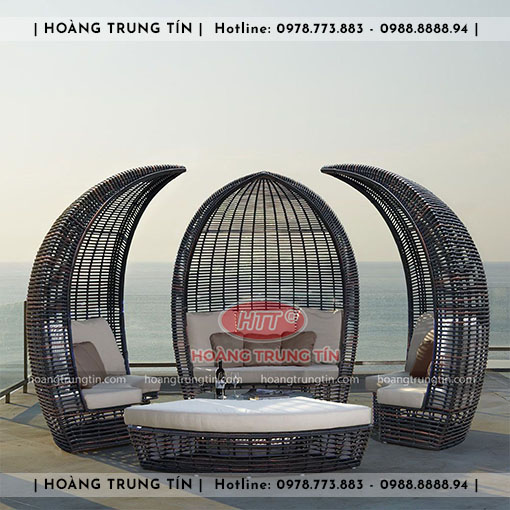 Ghế trang trí mái vòm đan nhựa giả mây HTT010