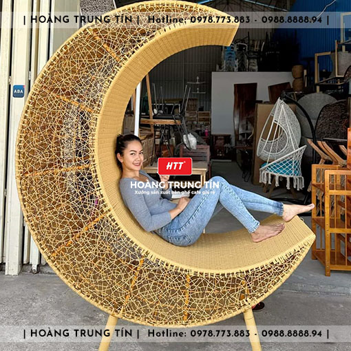 Ghế trang trí ngoài trời đan nhựa giả mây HTT016