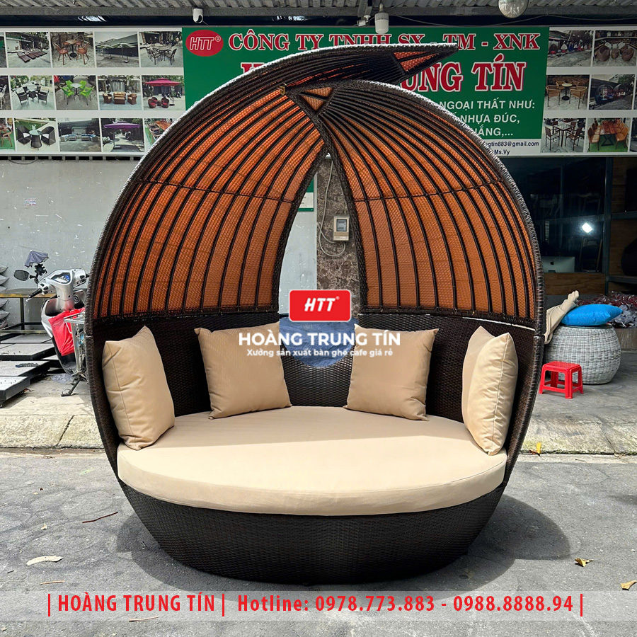 Ghế trang trí mái vòm đan nhựa giả mây HTT013