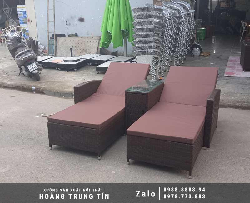 Giường tắm nắng nhựa giả mây HTT-13