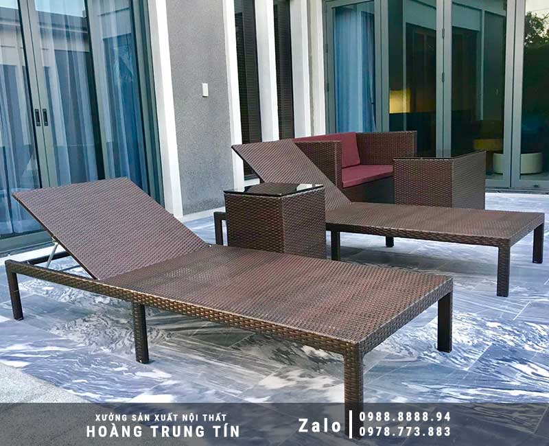Giường tắm nắng nhựa giả mây HTT-02