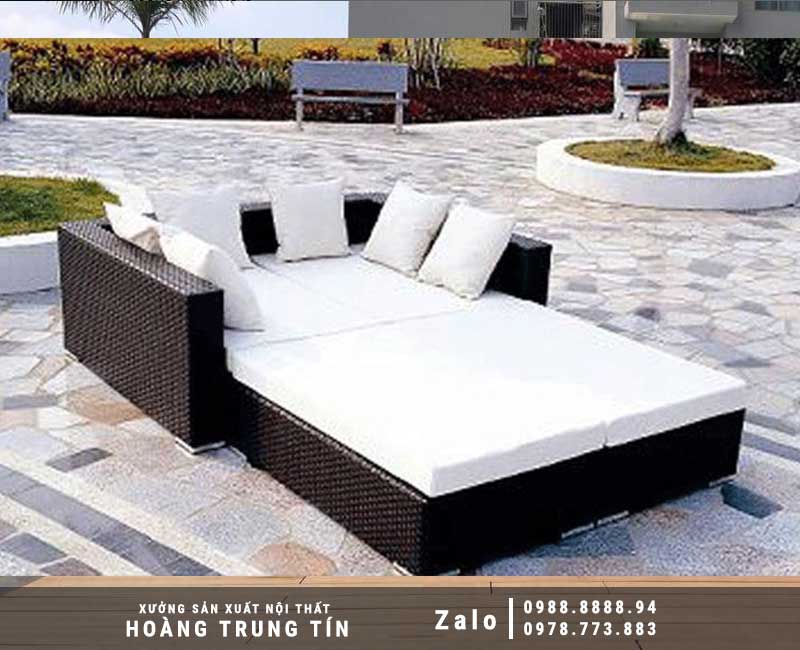 Giường tắm nắng nhựa giả mây HTT-15