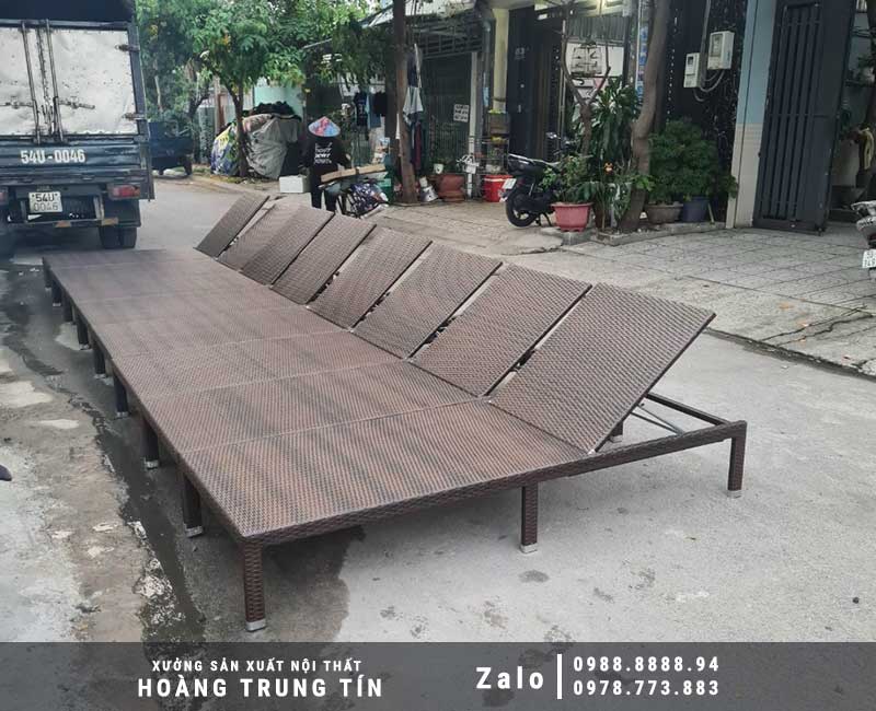 Giường tắm nắng nhựa giả mây HTT-07