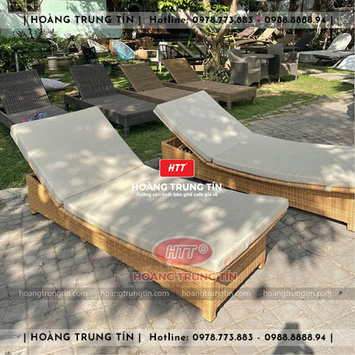 Giường tắm nắng đan nhựa giả mây HTT001
