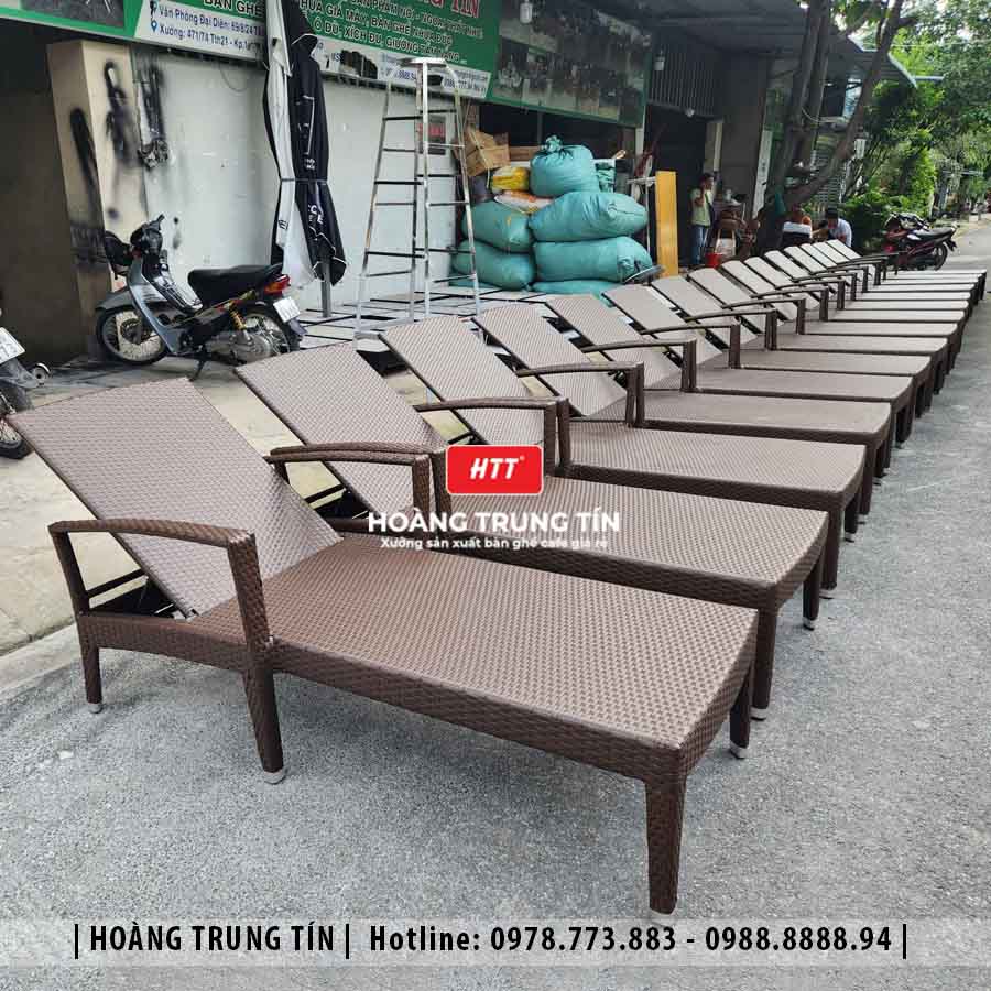 Giường hồ bơi đan nhựa giả mây HTT01