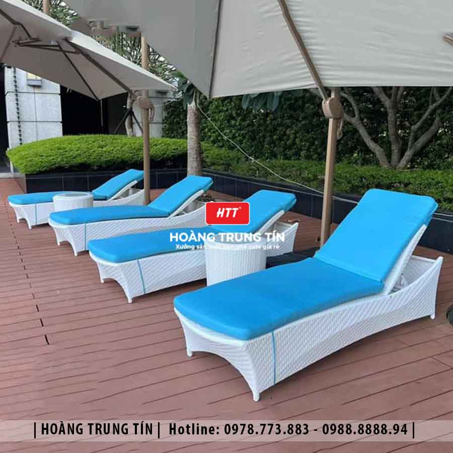 Giường hồ bơi đan nhựa giả mây HTT05