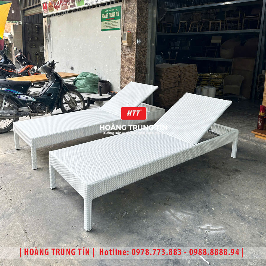 Giường tắm nắng đan nhựa giả mây HTT022