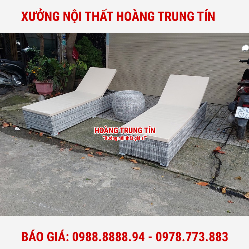 Giường nằm nhựa giả mây