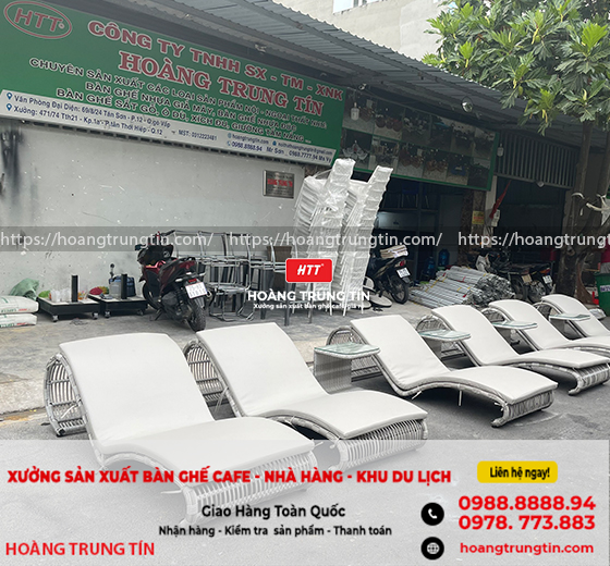 Giường tắm nắng nhựa giả mây ưa chuộng