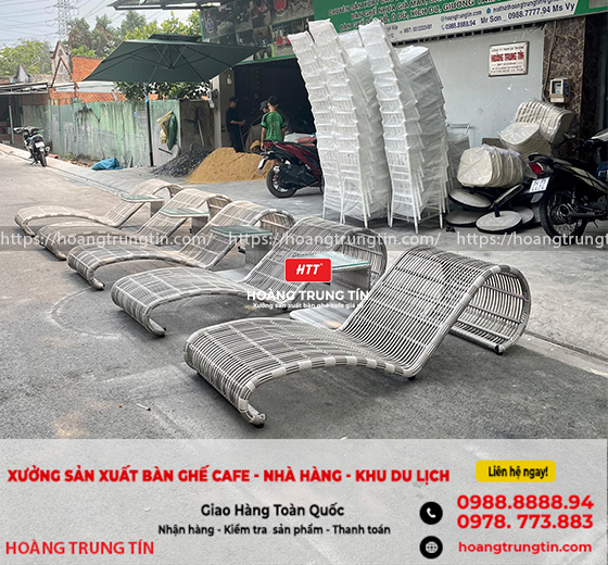 Giường tắm nắng nhựa giả mây ưa chuộng