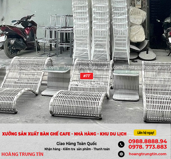 Giường tắm nắng nhựa giả mây ưa chuộng