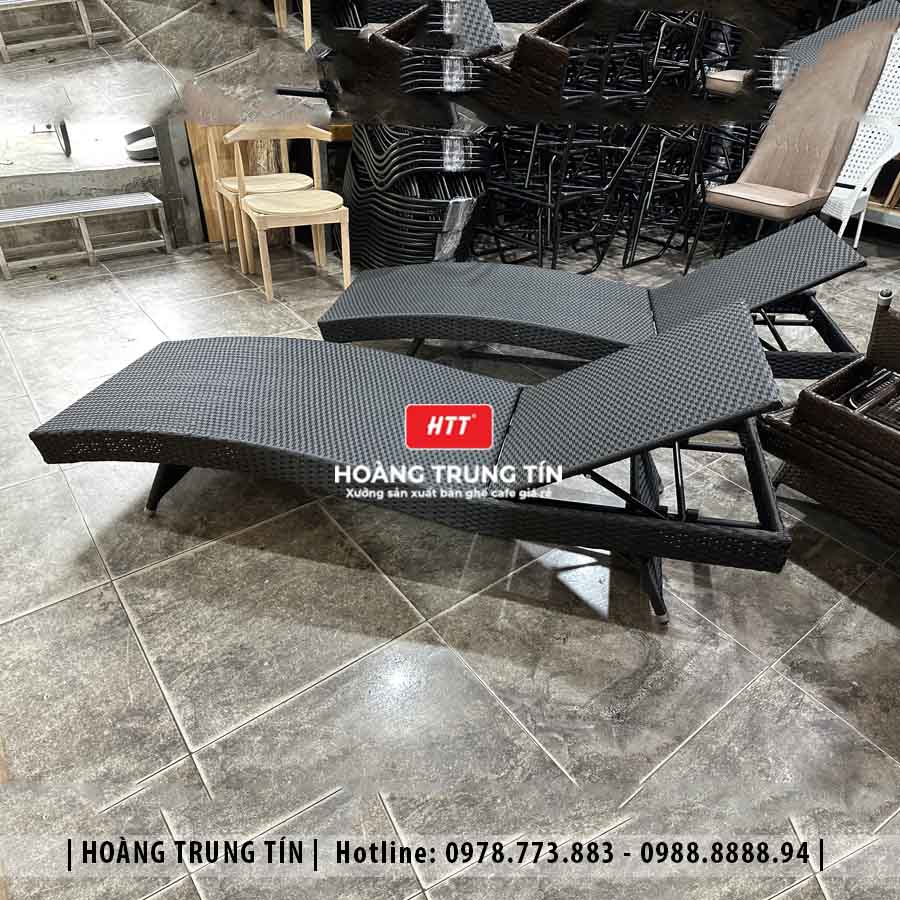 Giường tắm nắng đan nhựa giả mây HTT010