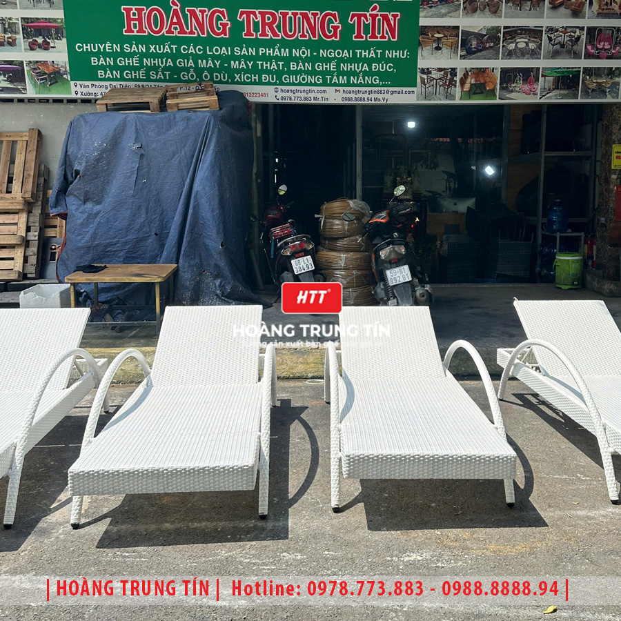 Giường tắm nắng đan nhựa giả mây HTT030