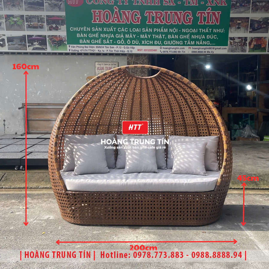 Ghế trang trí mái vòm đan nhựa giả mây HTT012