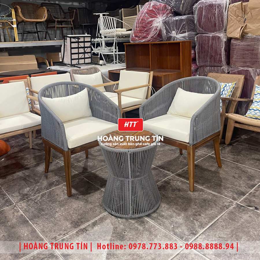 Bàn Ghế Cafe Đan Dây Dù HTT02