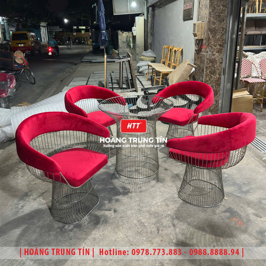 Bàn ghế cafe sắt nệm cao cấp HTT35