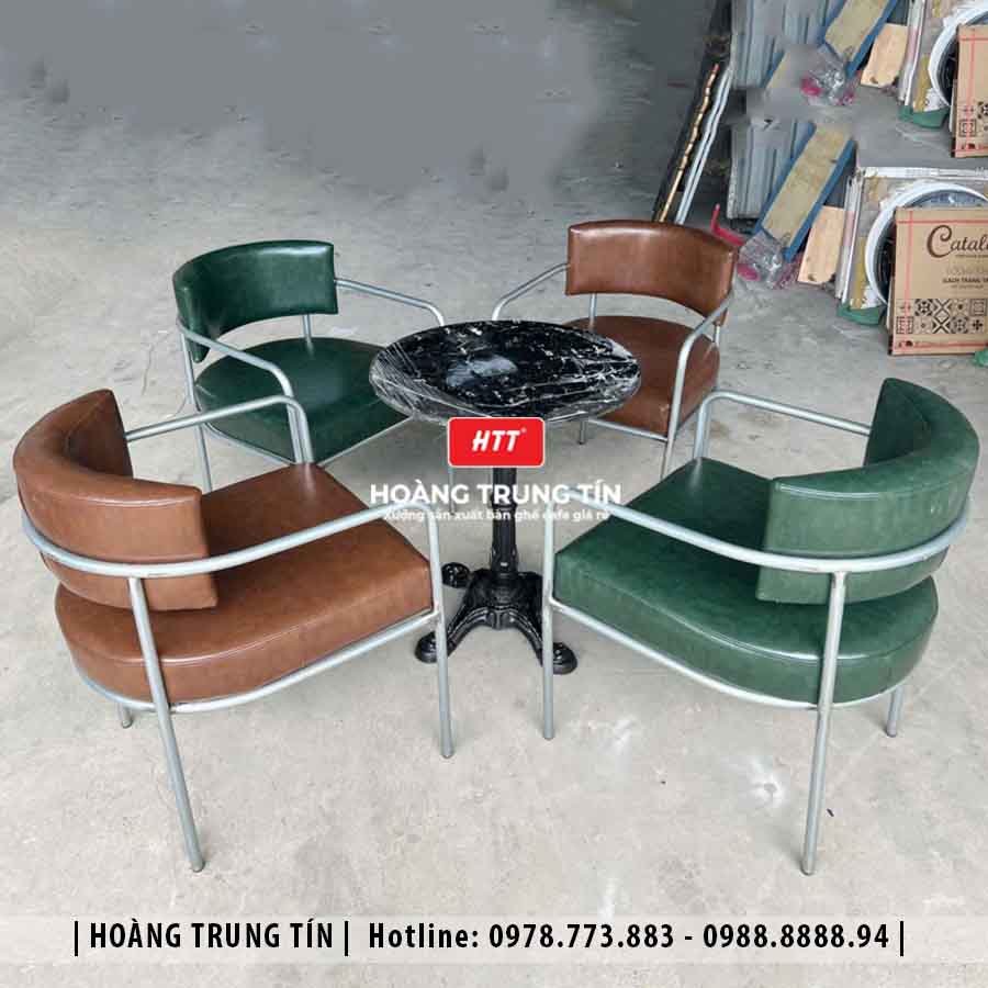 Bàn ghế cafe sắt nệm cao cấp HTT27