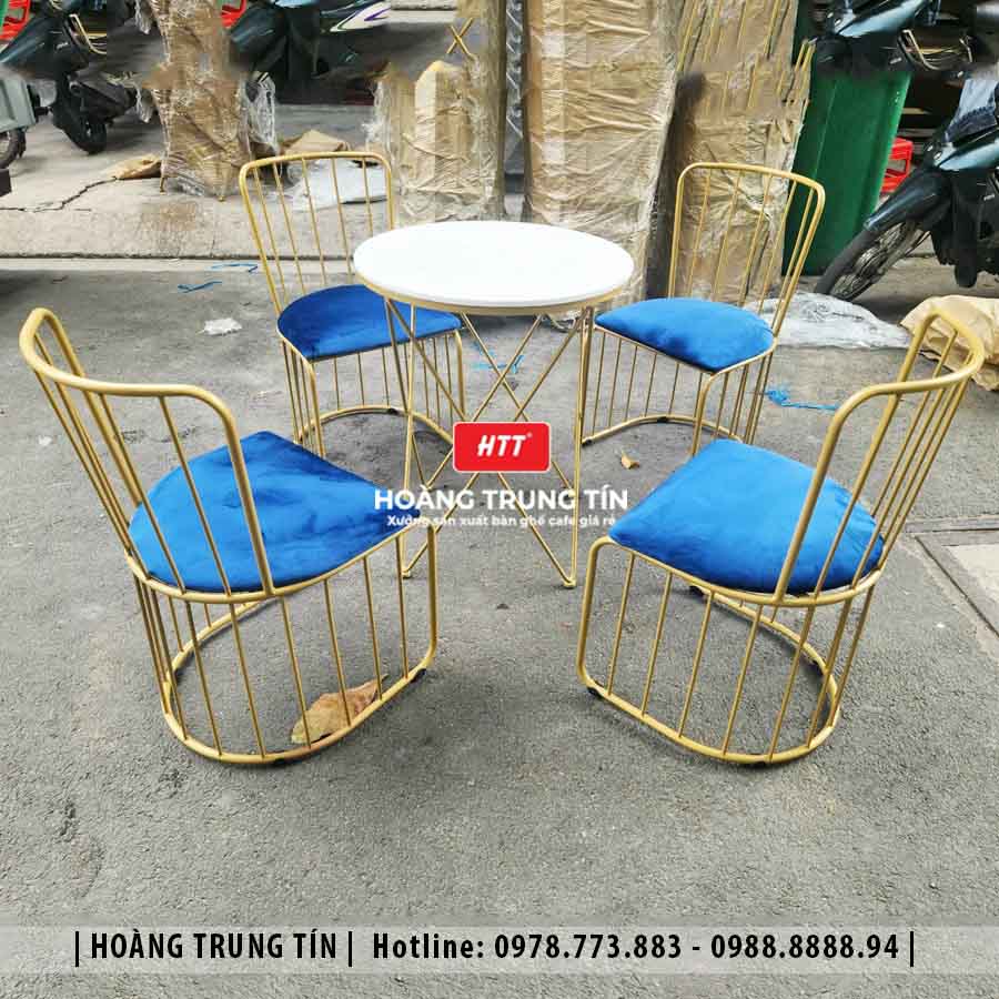 Bàn ghế cafe sắt nệm cao cấp HTT21