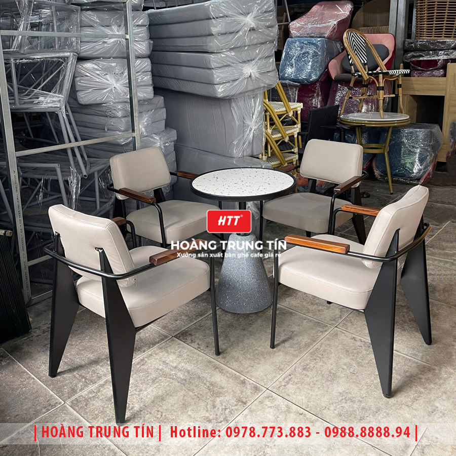 Bàn ghế cafe sắt nệm HTT04