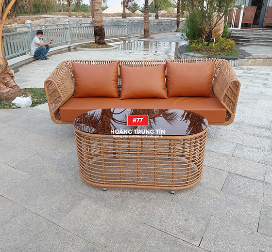 Bàn ghế sofa cafe nhựa giả mây HTT-010