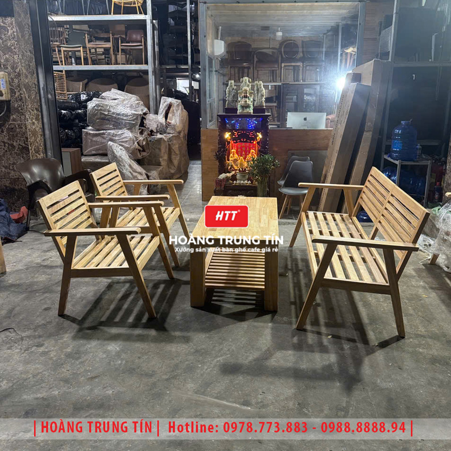 Bàn ghế sofa cafe gỗ cao cấp HTT-01