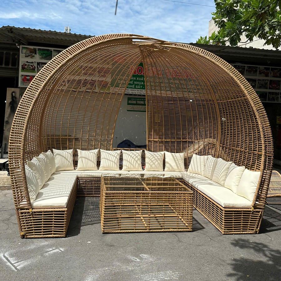 Sofa mái vòm nhựa giả mây mây sáng HTT-MV01