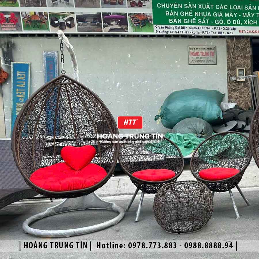 Combo Xích đu đơn đan nhựa giả mây HTT04