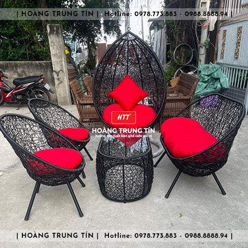 Combo Xích đu đơn đan nhựa giả mây HTT01