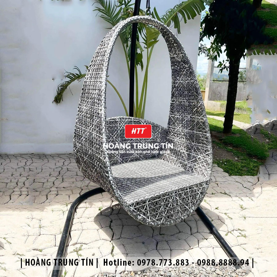 Xích đu đan nhựa giả mây ngoài trời HTT02