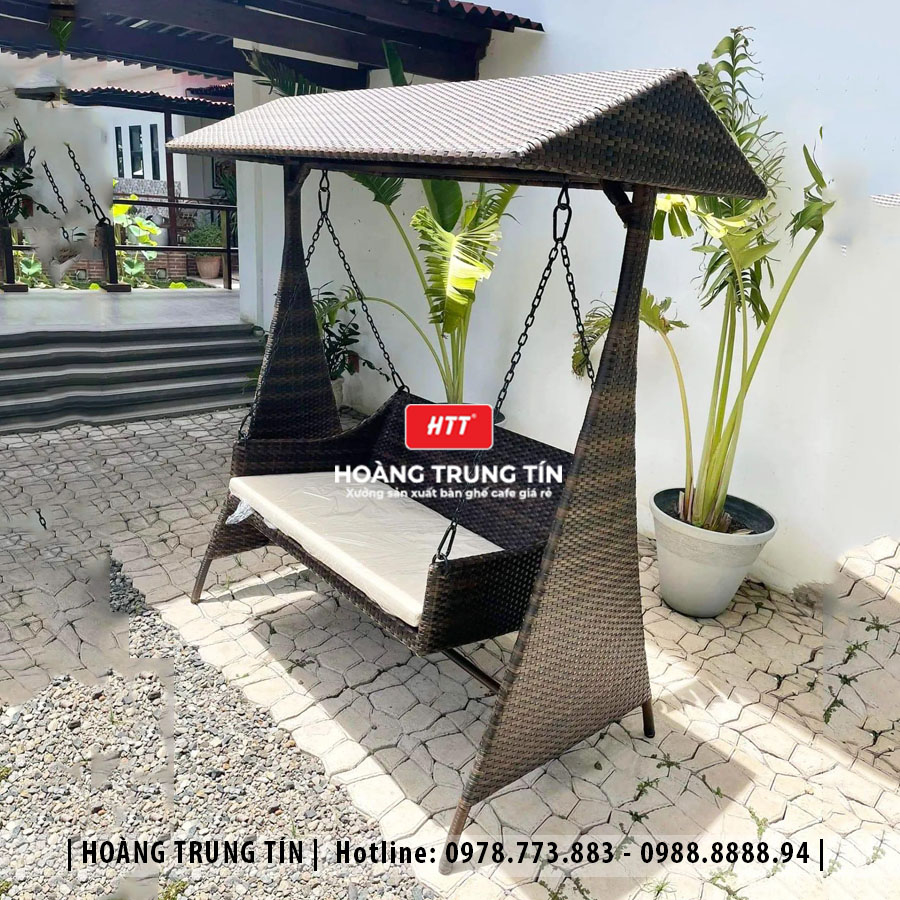 Xích đu đan nhựa giả mây ngoài trời HTT03