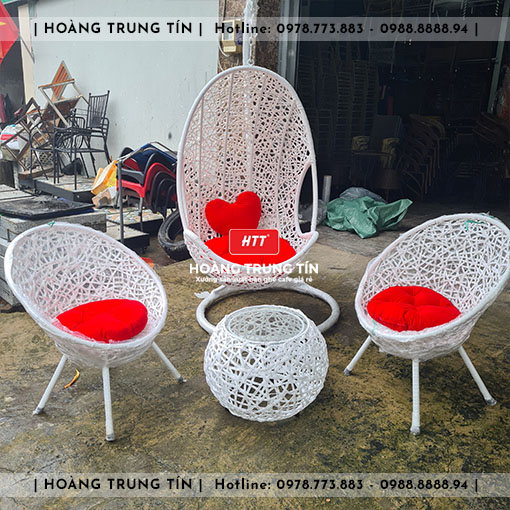 Combo Xích đu đơn đan nhựa giả mây HTT02