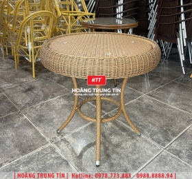 Bàn cafe đan nhựa giả mây HTT05