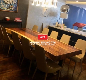 Bàn cafe gỗ me tây mặt chữ nhật