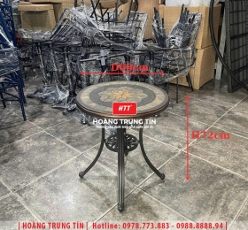 Bàn cafe mặt gốm nhôm đúc HTT-01