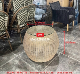 Bàn cafe đan nhựa giả mây HTT04