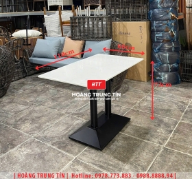 Bàn cafe chân mâm đôi mặt đá HTT01