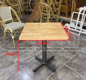 Mẫu Bàn Cafe Chân Sắt Mặt Gỗ Cao Su Vuông