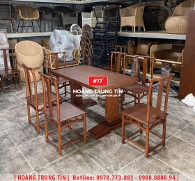 Bàn ghế gỗ nhà hàng cao cấp HTT01