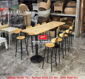 Bàn ghế bar sắt gỗ HTT01