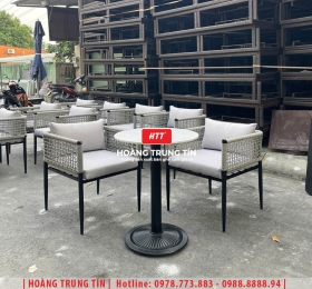 Bàn ghế cafe đan dây dù HTT01