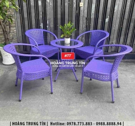 Bàn ghế nhựa giả mây ngoài trời HTT004