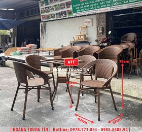 Bàn ghế cafe nhựa giả mây HTT101