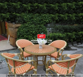 Bàn ghế nhựa giả mây ngoài trời HTT042