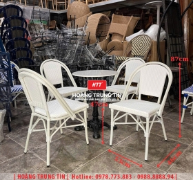 Bàn ghế cafe đan nhựa mây cao cấp HTT032