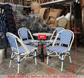 Bàn ghế cafe đan nhựa mây cao cấp HTT033